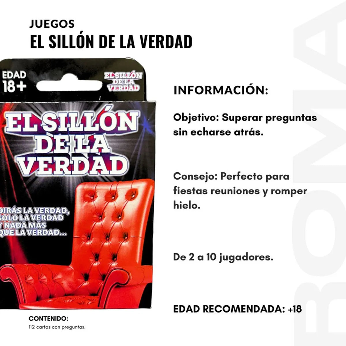 El Sillón de la Verdad | Juego de Cartas para Adultos 18+